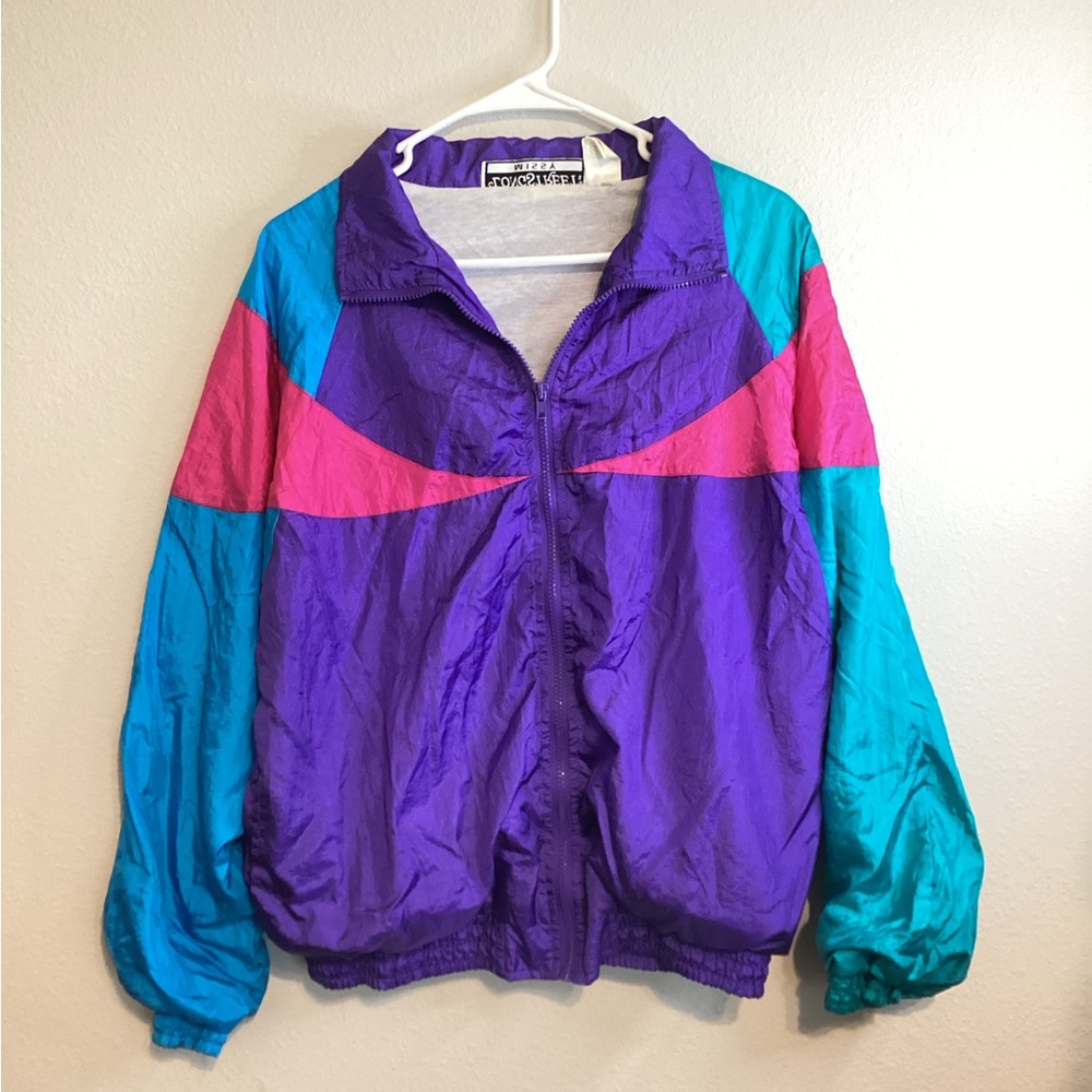 Vintage 80s Longstreet Missy Color block Windbreaker Jacket Size Medium.
